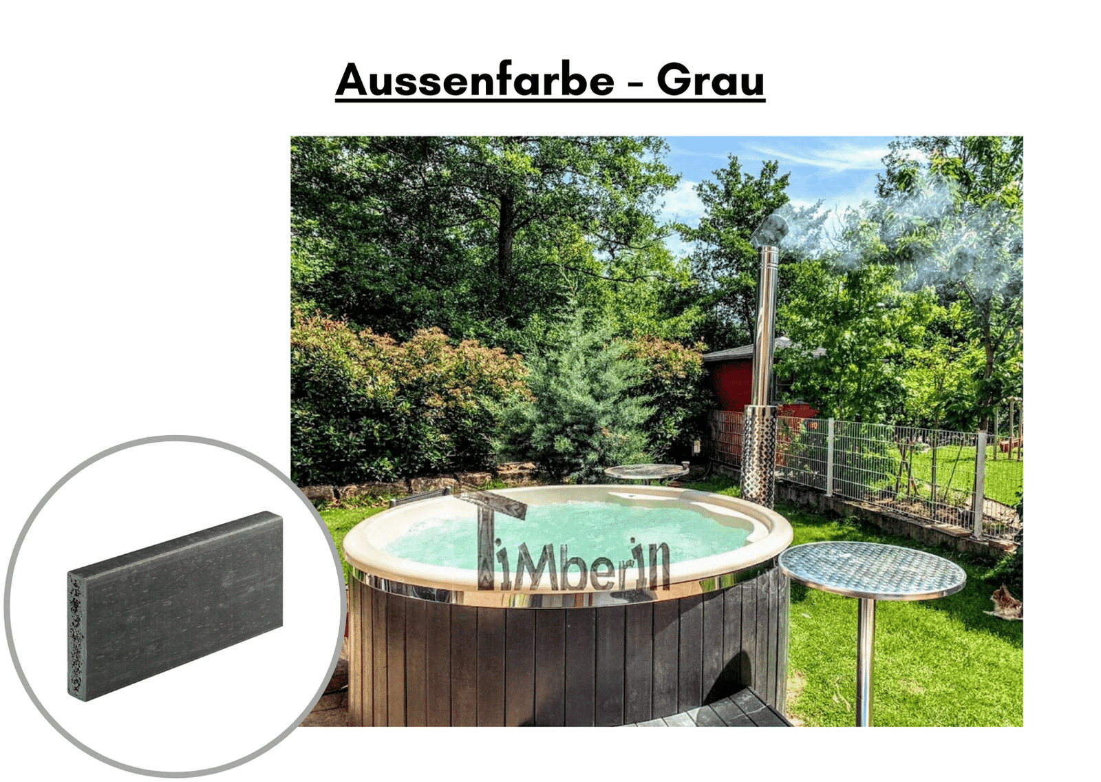 Außenfarbe grau für Whirlpool im Freien mit Smart Pelletofen