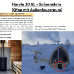 Harvia 20 SL CE Zeichen 2BImSCHV Schornstein Ofen mit Außenfeuerraum für die Außensauna