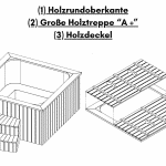 Holzrundoberkante Große Holztreppe “A ” Holzdeckel für quadratischen rechteckigen Badezuber