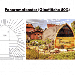 Panoramafenster Glasfläche 50 für die Außensauna