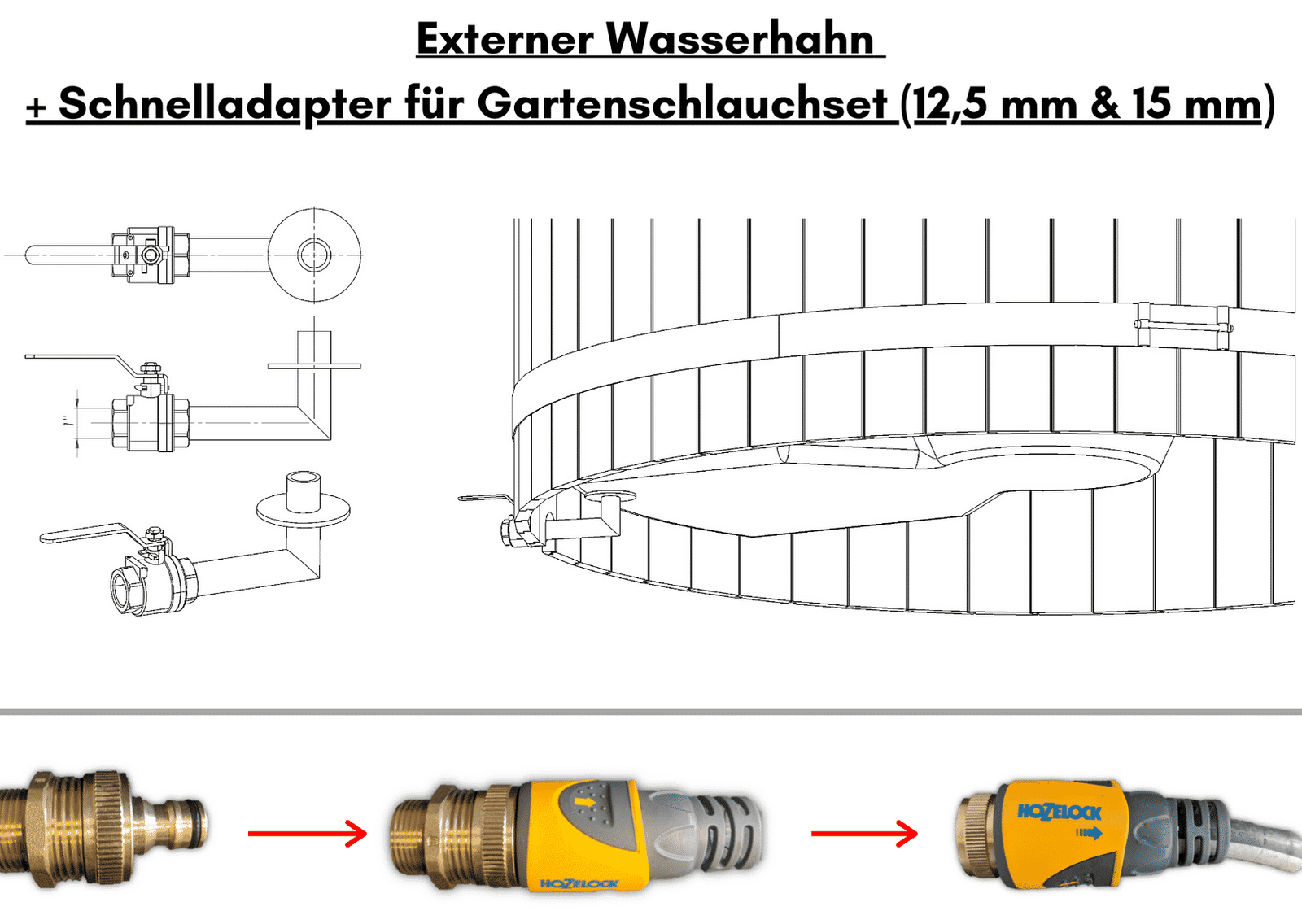 Wellness basic Externer Wasserhahn Schnelladapter fuer Gartenschlauchset