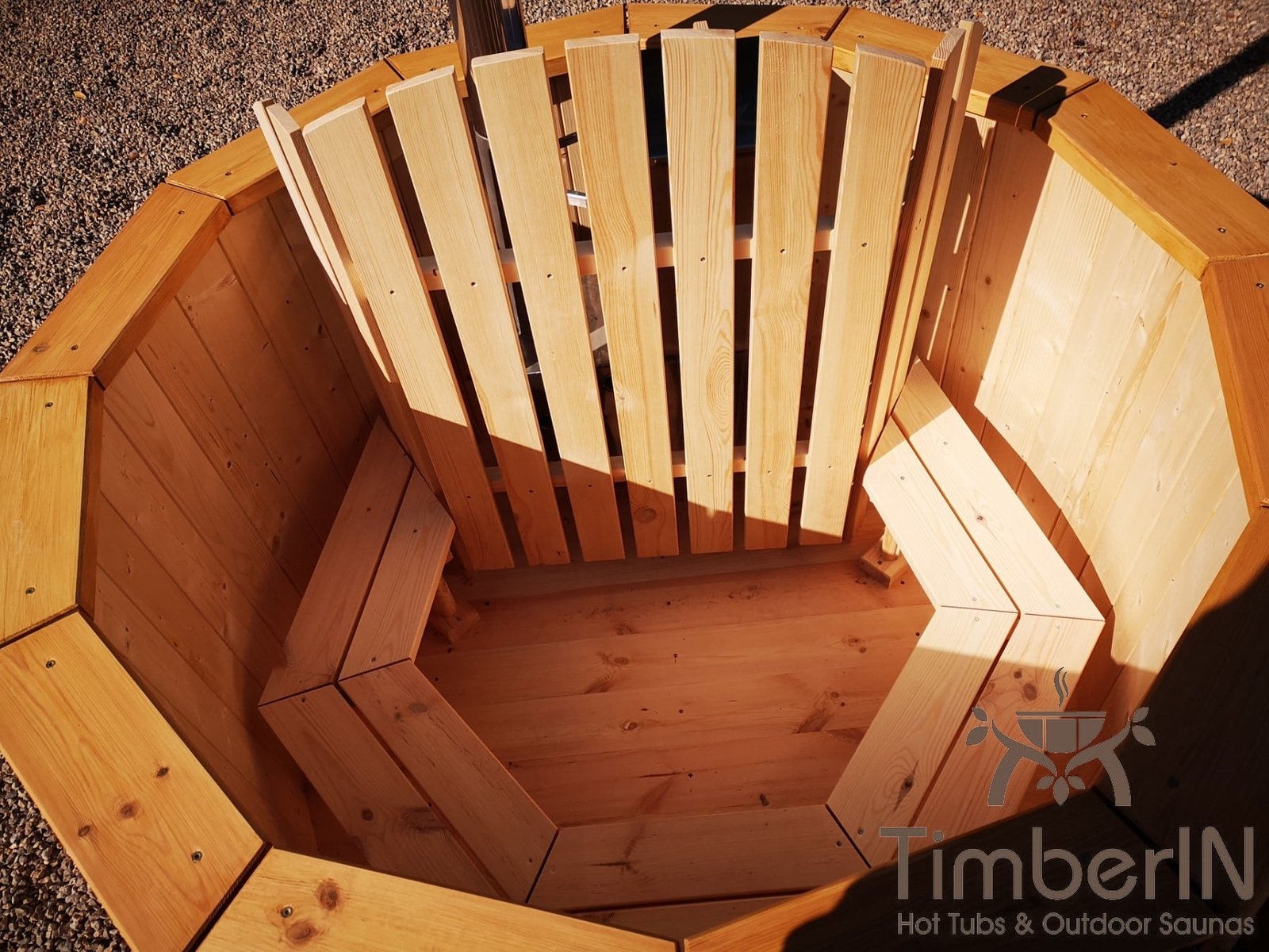 Badezuber aus Holz mit Holzofen Fichte – Laerche 5