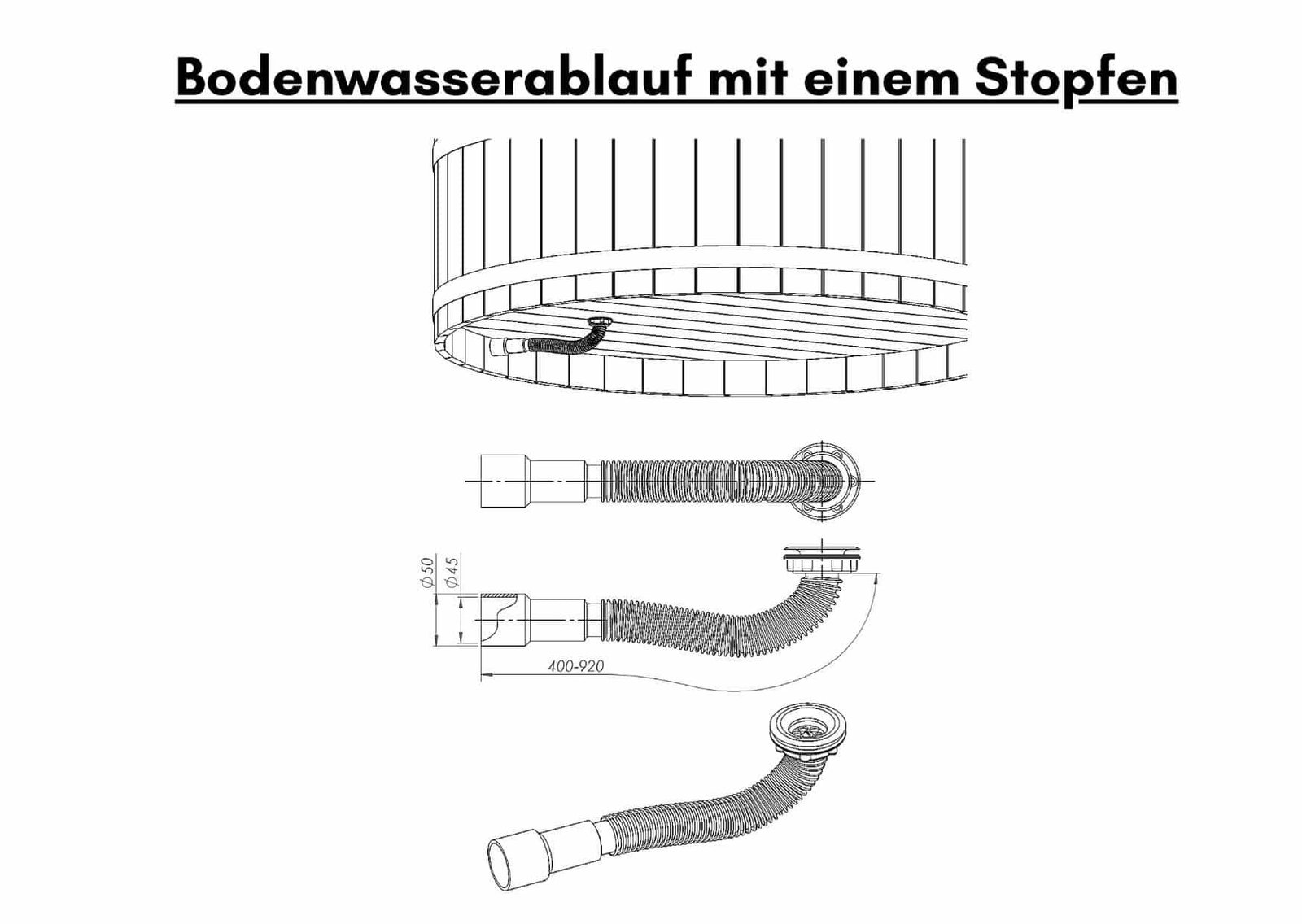 Bodenwasserablauf mit einem Stopfen