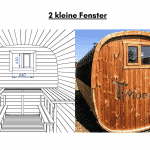 2 kleine Fenster für rechteckige Sauna