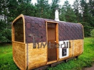 Quadratische Aussensauna Mit Holzofen Und Vorraum 14