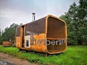 Quadratische Aussensauna Mit Holzofen Und Vorraum 21