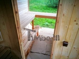 Quadratische Aussensauna Mit Holzofen Und Vorraum 29