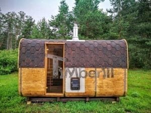 Quadratische Aussensauna Mit Holzofen Und Vorraum 9