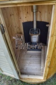 Vertikal Sauna aus Holz mit Elektroofen oder Holzofen 11
