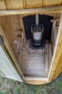 Vertikal Sauna aus Holz mit Elektroofen oder Holzofen 12