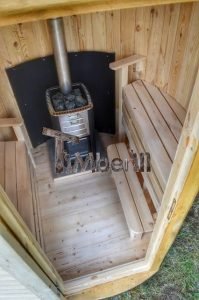 Vertikal Sauna aus Holz mit Elektroofen oder Holzofen 13