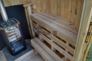 Vertikal Sauna aus Holz mit Elektroofen oder Holzofen 15