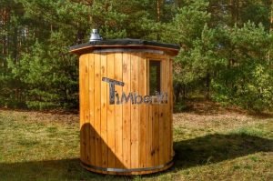 Vertikal Sauna aus Holz mit Elektroofen oder Holzofen 4