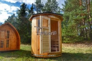 Vertikal Sauna aus Holz mit Elektroofen oder Holzofen 5